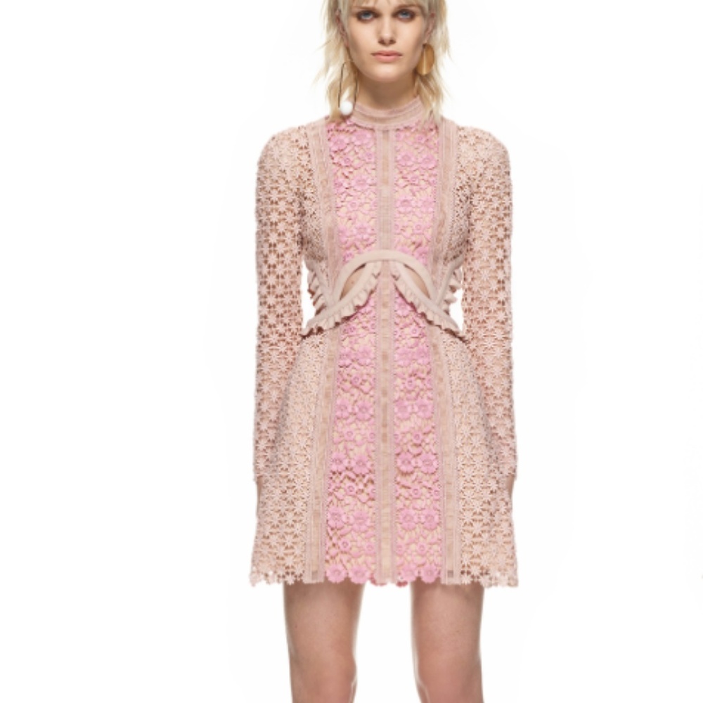 SELF PORTRAIT CUTOUT MINI DRESS PINK